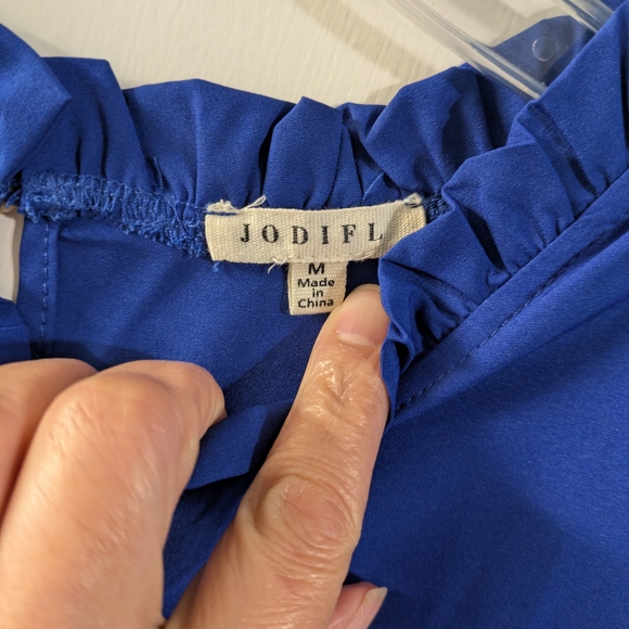 JODIFL Royal Blue Midi Dress with Ruffle Sleeves - Picture 3 of 4